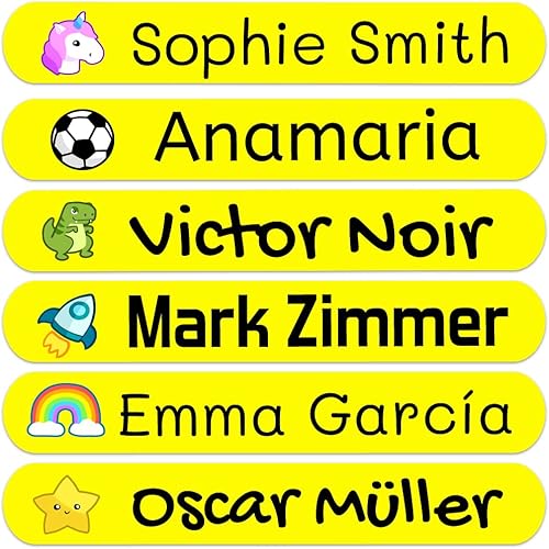 Miniatura 10 de 50 calcomanías con nombre personalizadas para niños. Etiquetas adhesivas para escuela, jardín de infantes, libros, juguetes y Tupperware. Etiquetas