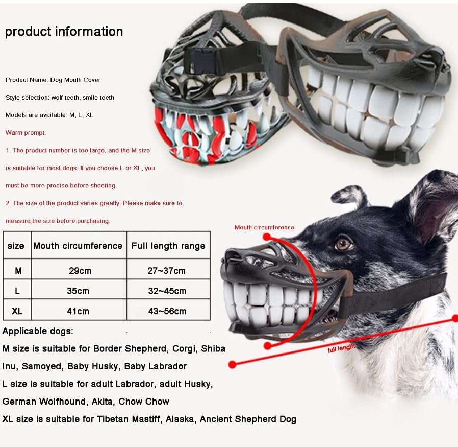 Bozal Halloween de Canasta para Perros,Perro Bozal,Respirable Boca Cubierta Y Ajustable Correa,Evitar Morder,Masticar,Bozal De Canasta para Perros Pequeños,Medianos Y Grande,Cosplay disfraz,29-41cm