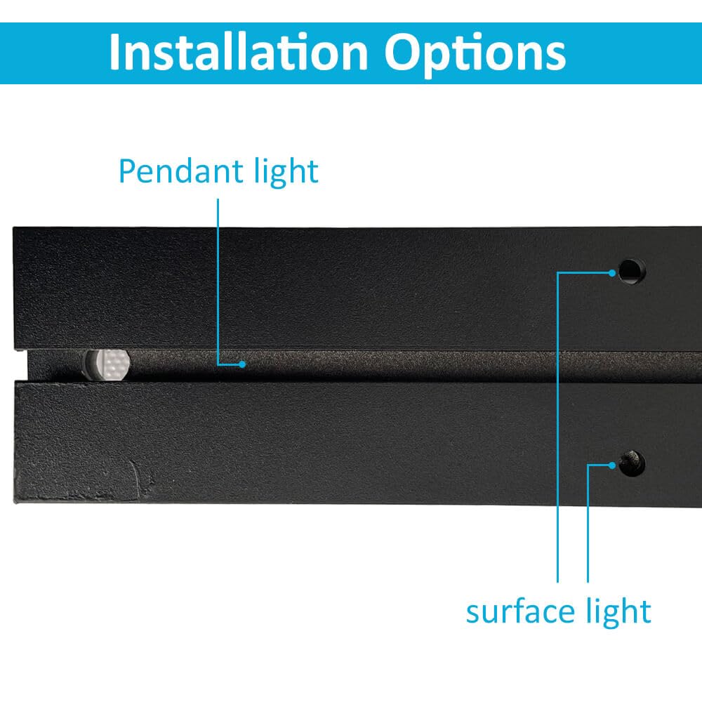 FactorLED Lámpara Techo Lineal POTSDAM 2M, 72W, 7200Lm, Colgante o en Superficie, Altura Regulable, Dimmable TRIAC, 45x40x2000mm, luz para Hogar Cocina Salón Comedor y Oficina (NEGRA, Luz Fría)