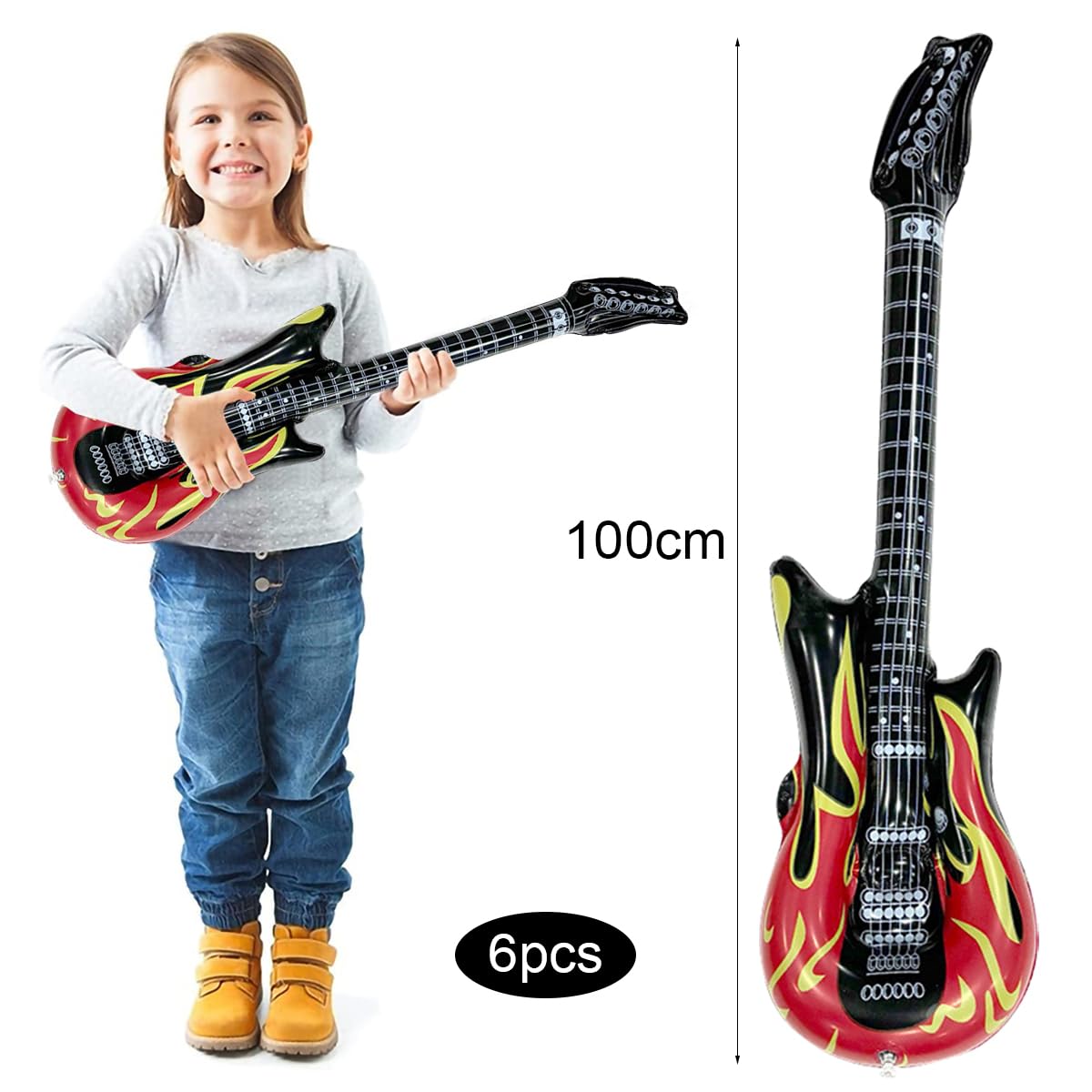 Set 5 Pièces Instruments Gonflables | Guitare, Saxophone, Micro | Fête Déguisement | Accessoire Photo