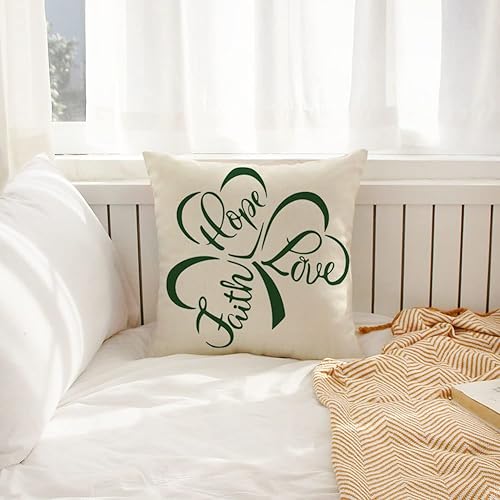 Miniatura 3 de Ogiselestyle Funda de almohada de trébol del día de San Patricio 18 x 18 pulgadas decoración de funda de cojín para sofá