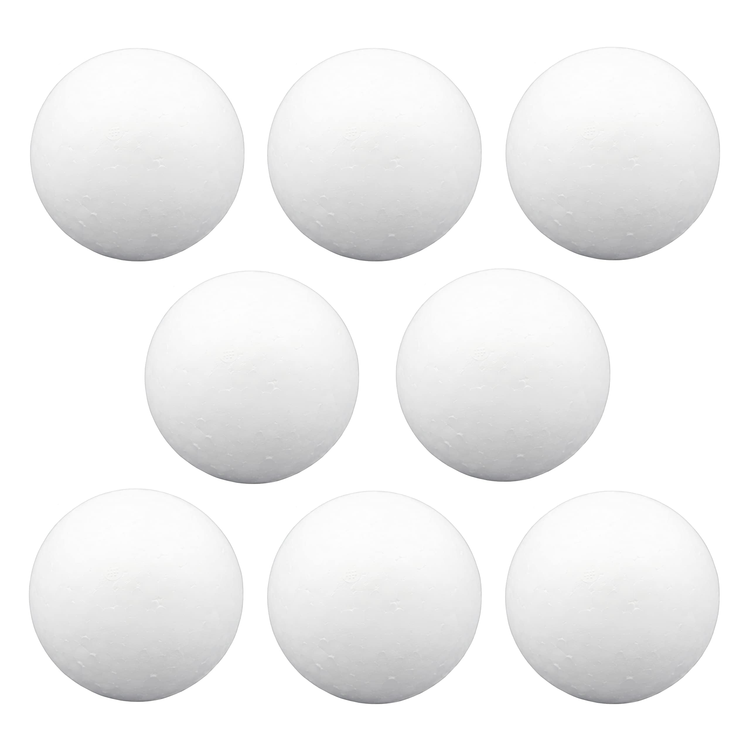 Solid Foam Balls for Crafts, Round White Polystyrene Spheres for DIY Projects, Ornaments, School Modeling, Drawing, Art Creations, Party Decorations, School Supplies. Pack of 8 (8cm)