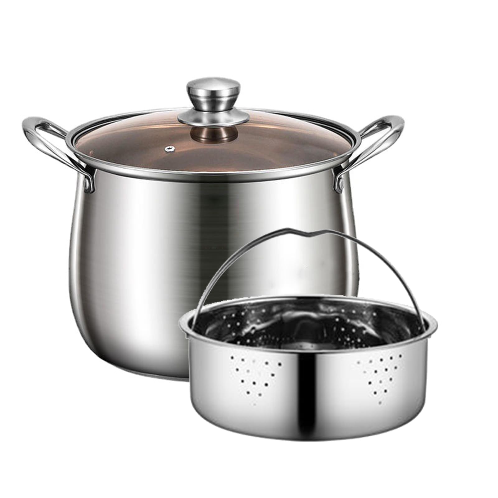 MIIWWOWO 50L Edelstahl Suppentopf Mit Siebeinsatz - Kommerzieller Kochtopf Für Meeresfrüchte