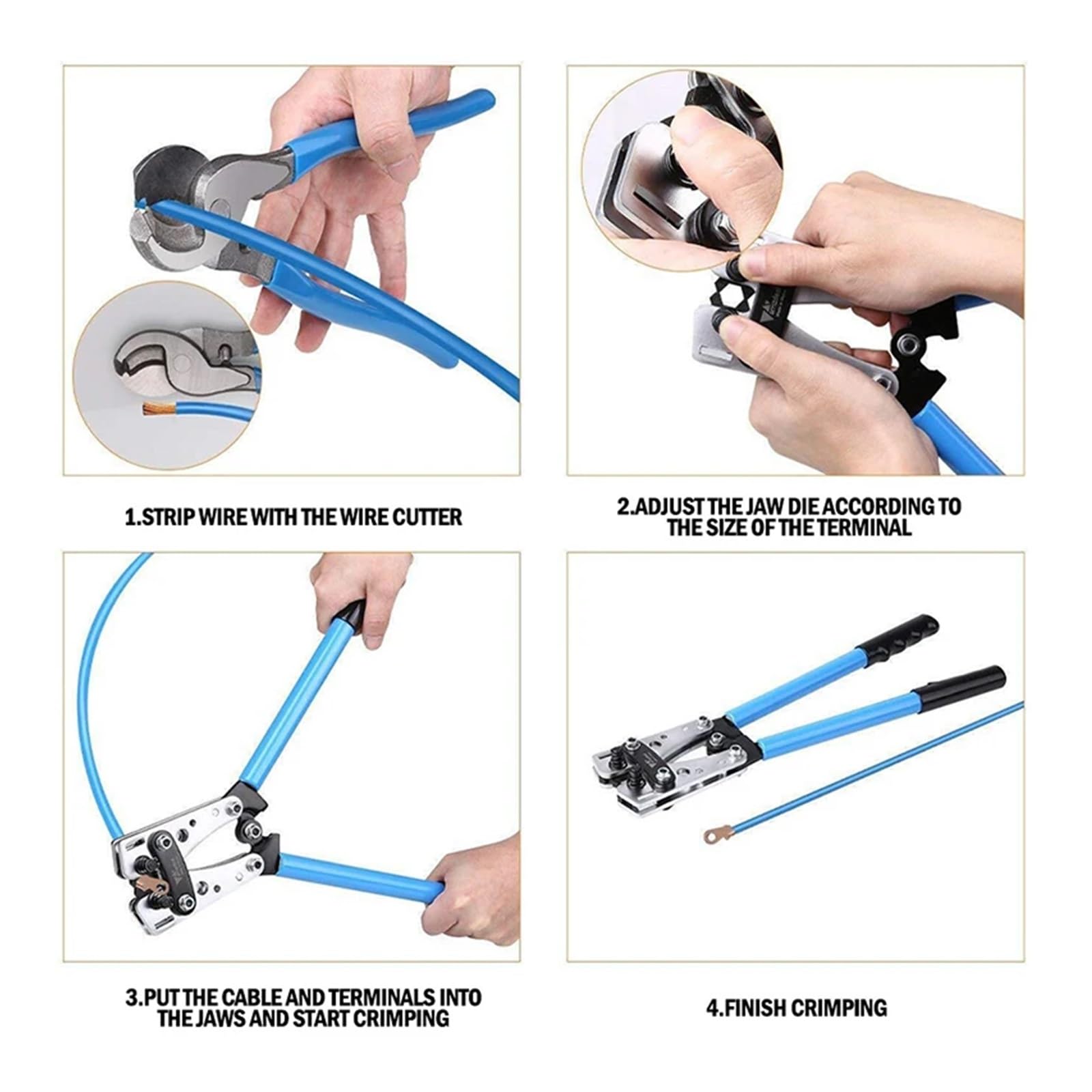 60 terminales de cobre SC con alicates de crimpado for terminales de cable de batería HX-50B for conectores de cable eléctrico SC.