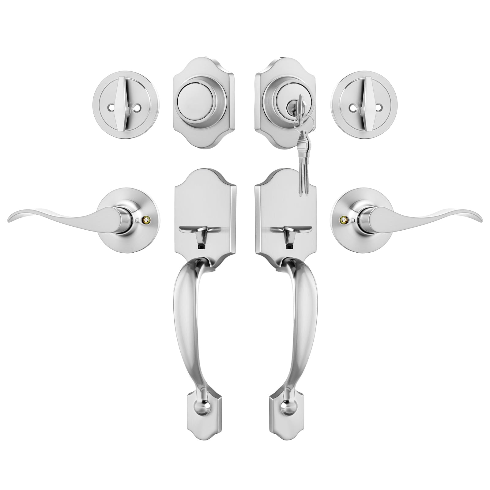 Snapklik.com : Goldenwarm Double Front Door Lock Set, Brushed Nickel ...