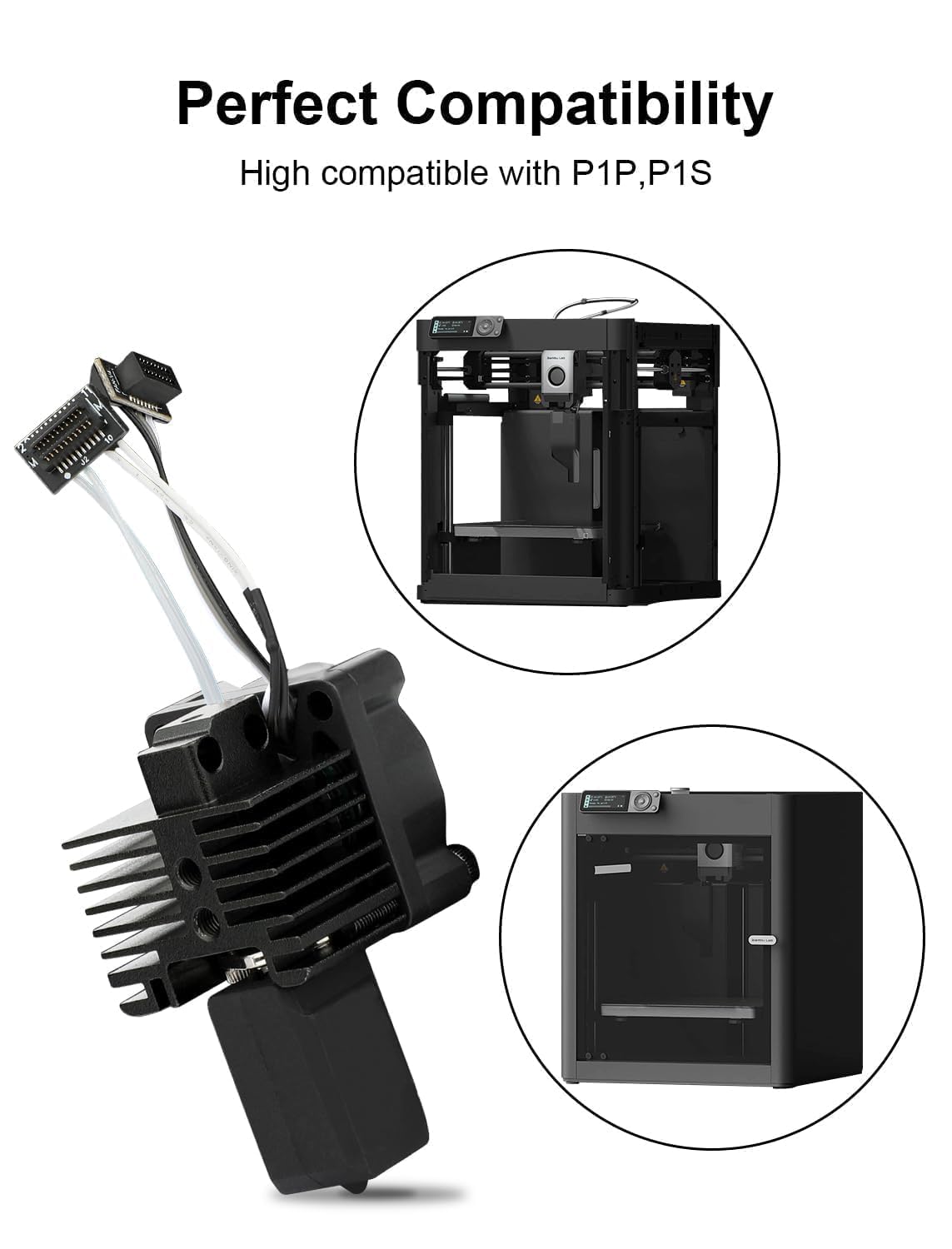 Hotend-Kit P1P P1S für Bambu Lab Serie P1 3D-Drucker, 0,4 mm Bambulab P1-Düse, gehärtete Stahlkonstruktion mit Lüfter, Thermistor, Keramikheizung und Extruder-Heizblock,