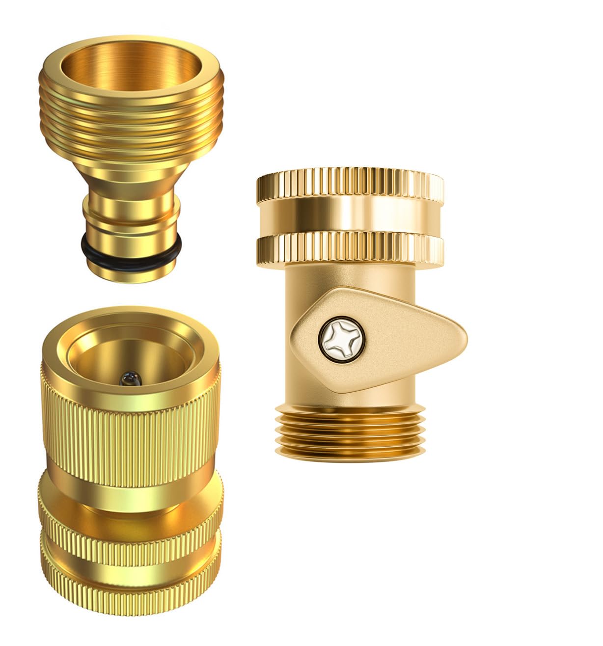DBR TechHose Quick Connect IT 1 Set and Shut Off Valve All Brass, Bundle