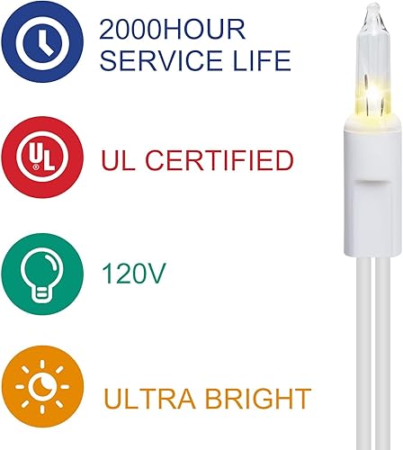 Miniatura 9 de LIDORE Guirnalda de mini luces transparentes superbrillantes para árbol de Navidad, regalo para decoración, 21.45 pies, 100 bombillas con cable