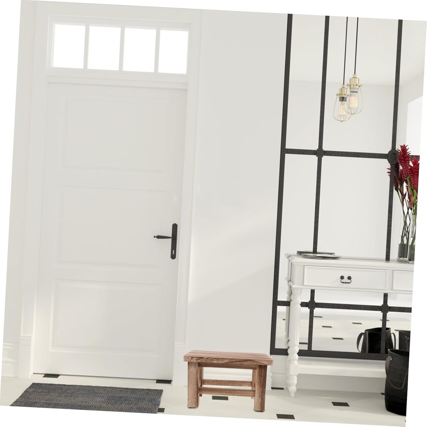 DECHOUS Wooden Stool for Adults Rustic Solid Wood Step Stool for Shoe Changing Compact Small Chair for Bathroom Bedroom Garden Versatile Home Use Elegant Vintage Design