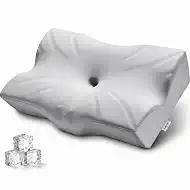 DOBUONO Cervical Neck Pillow for Pain Relief - Ergonomic Memory Foam Pillow for Side, Back & Stomach Sleepers - Odorless Orthopedic Contour Pillow with Cooling Cover, Dual Height Support, Grey