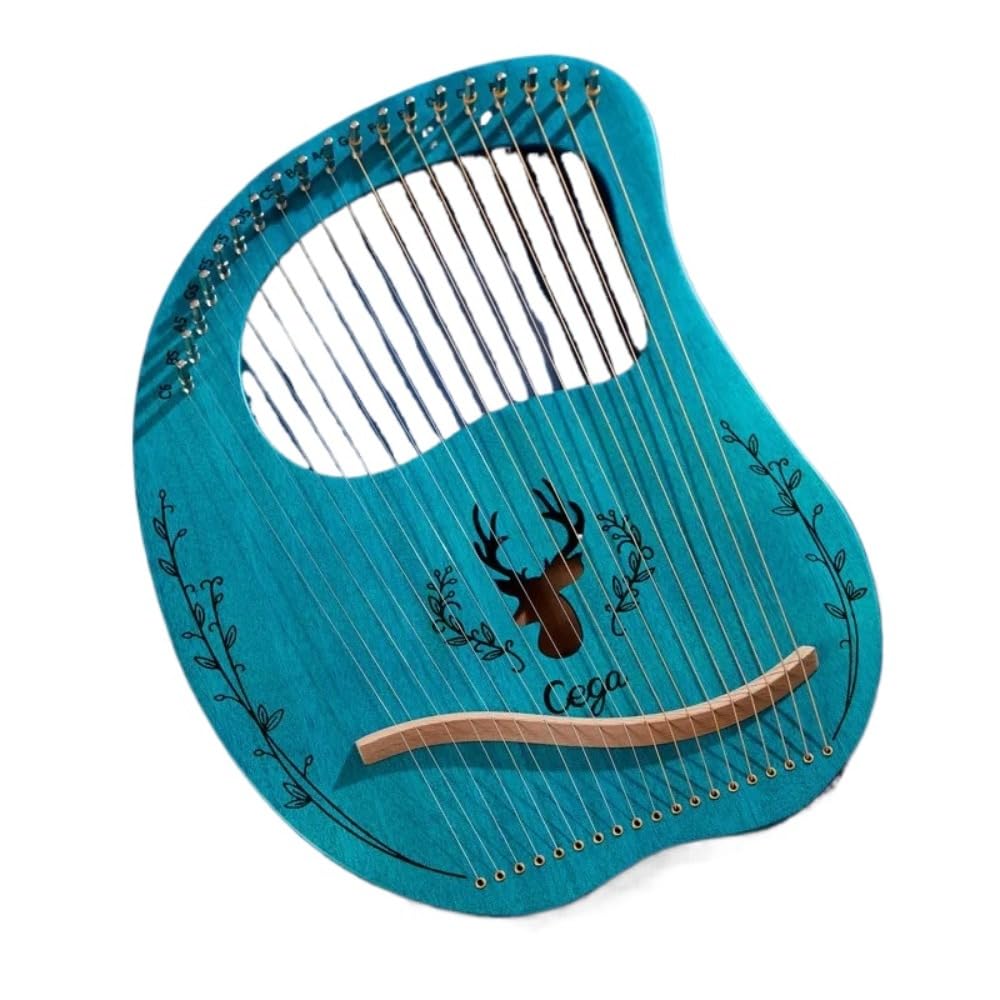 19-String Lyre Harp – Piano-Style Stringed Musical Instrument with Tuning Wrench and Spare Strings, Lightweight Portable Design for Beginners, Kids, and Music Enthusiasts (19 strings blue)