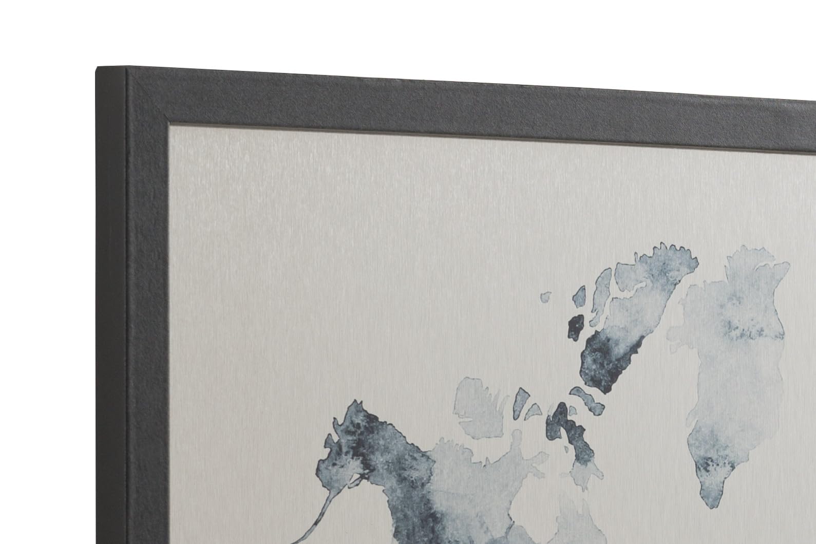 Bi-Office, Lavagna Ink Mappa del Mondo, Finitura Argento Magnetica Cancellabile a Secco, Cornice Nera MDF, 60x40cm