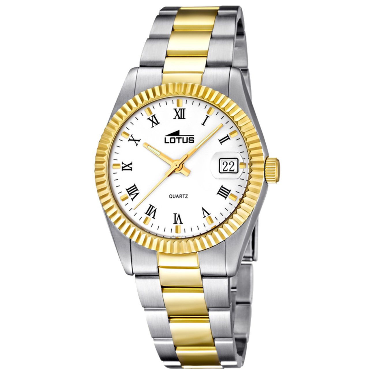 LOTUSReloj Modelo 15823/1 de la colección Excellent, Caja de 30 mm Blanco con Correa de Acero Bicolor para señora