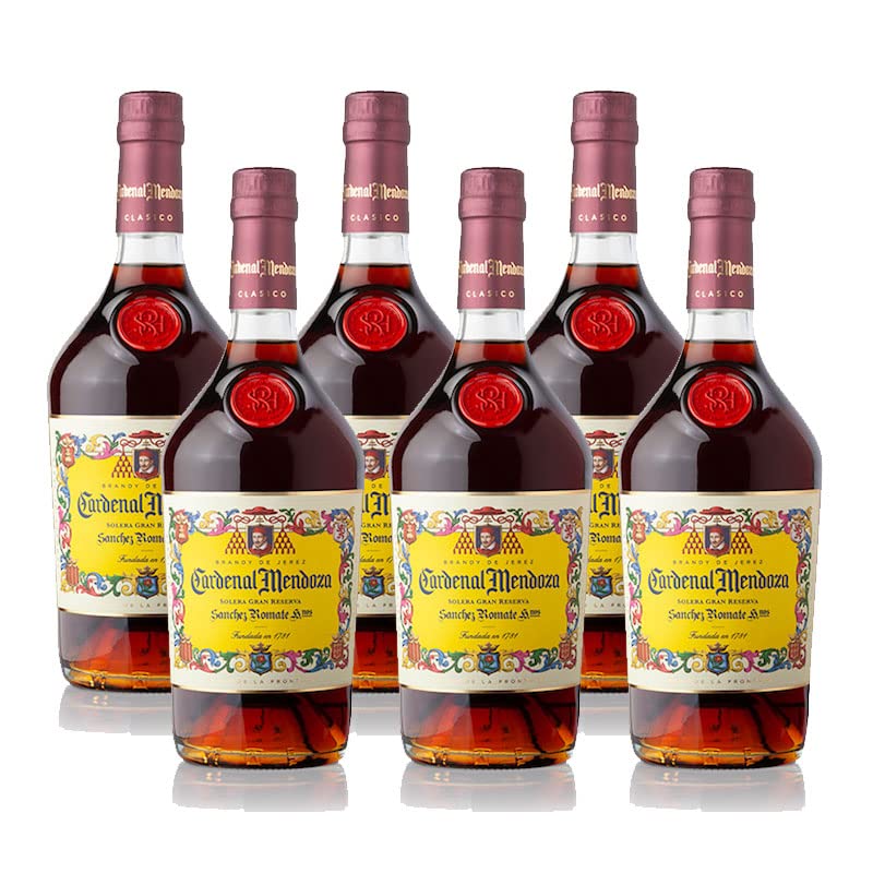 Brandy Cardenal Mendoza de 70 cl - D.O. Brandy de Jerez - Bodegas Sanchez Romate (Pack de 6 botellas)