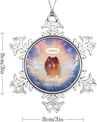 Miniatura 4 de Chow Chow - Adorno de perro en el cielo con alas  Adorno de Navidad de copo de nieve  Adorno conmemorativo personalizado para árbol de Navidad para