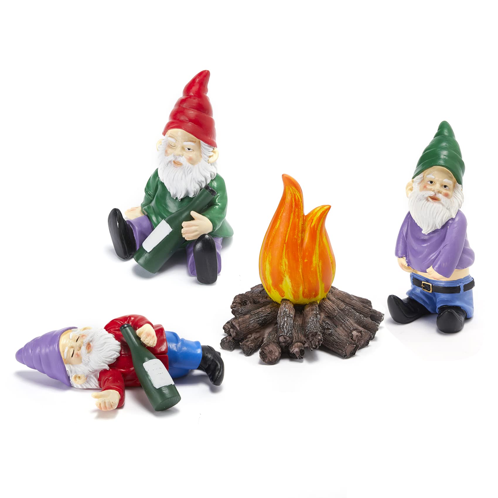 Extra Large Drunk Garden Gnomes Figurines | Set of 4 | Funny Dwarf