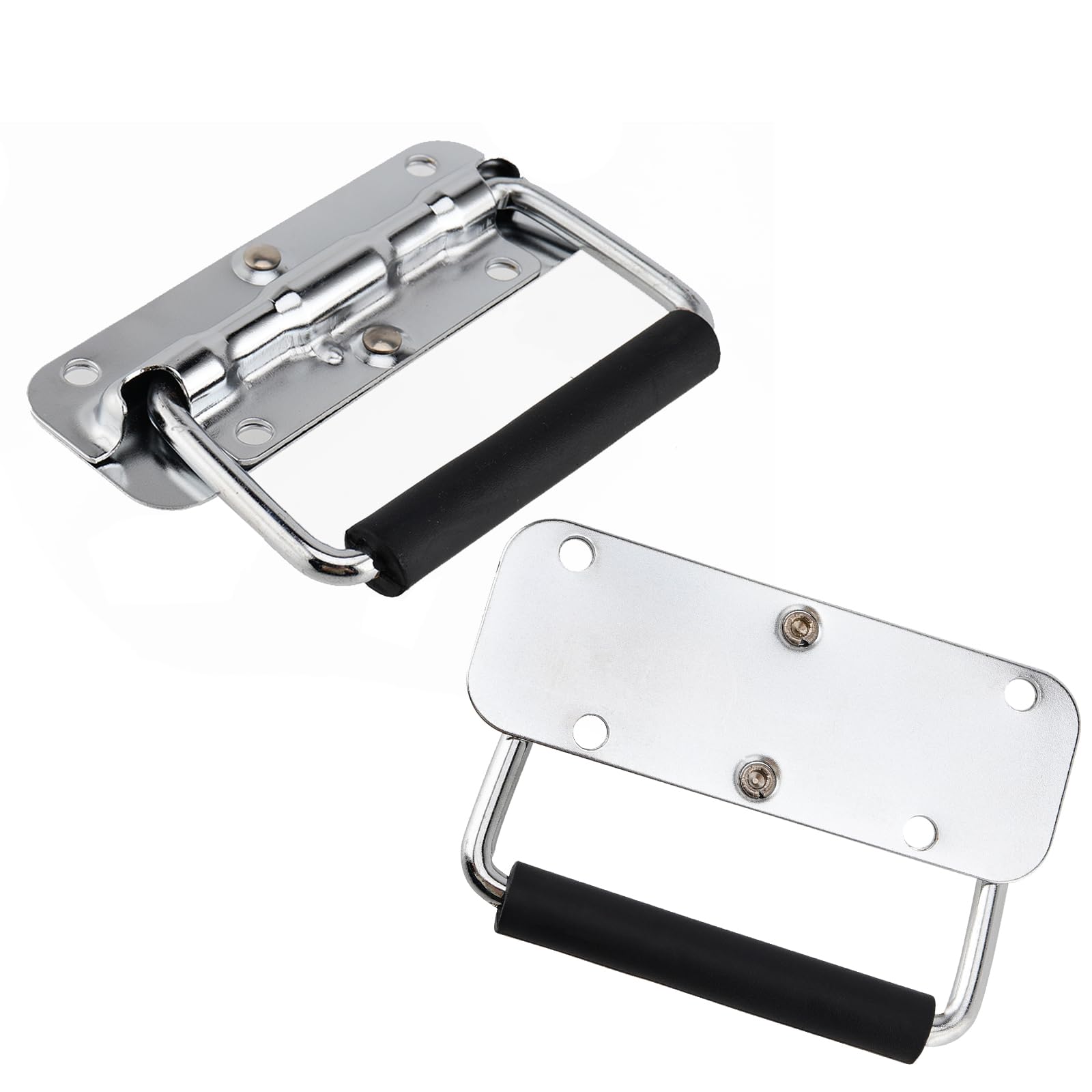12 tiradores plegables de acero inoxidable, asa de metal plegable, tirador de caja plateado, asas plegables para cajas, maletín de herramientas, maletín, 110 x 40 mm, color plateado