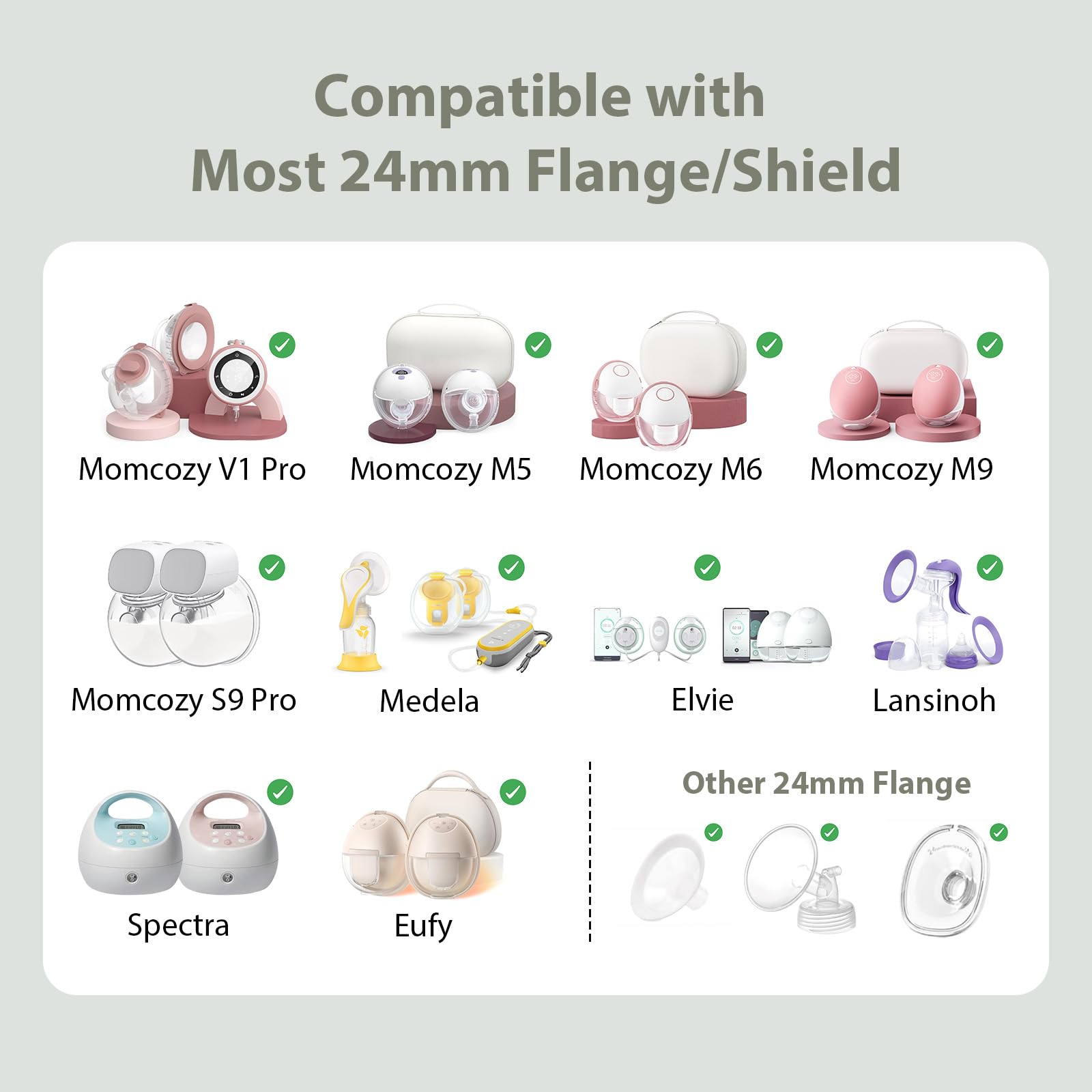 4PCS Flange Insert 15mm for Momcozy M5/M6/M9/S9 Pro/S12 Pro/V1 Pro/Medela/Spectra/Lansinoh/Elvie/Eufy 24mm Flange/Shield, Silicone Flange Sizing Kit of Most Pumps, Reduce 24mm Tunnel Down to Other Size - 2