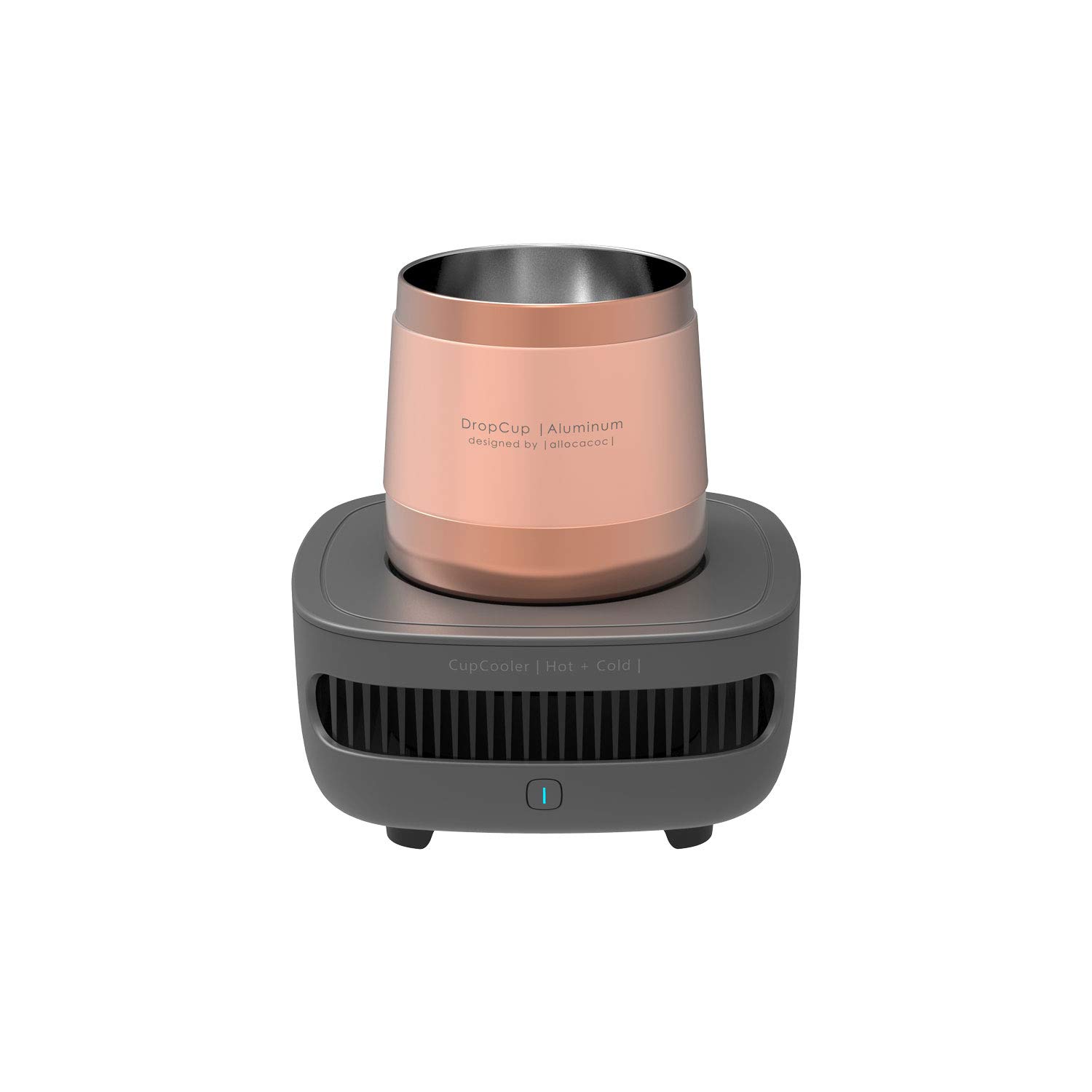 Allocacoc Cup Cooler, Instant Cold Panel Keep Your Cold Drink Cool, Beverage Cooling Device, Electric Ice Bucket, Wine Drink Desert Ice Cream Chiller, Aluminum Cup, Savor The Flavor Grey