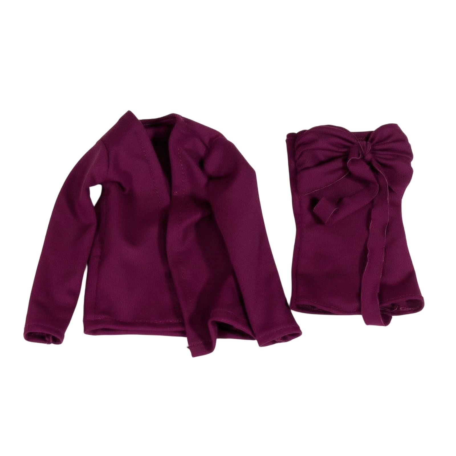 Abbigliamento Bambola Donna Set Vestito Cappotto Abito Completo Outerwear Doll Finitura Pulita Corto Nodo Anteriore Tessuto Liscio Adatto a Collezionisti Display , Rosa Scuro