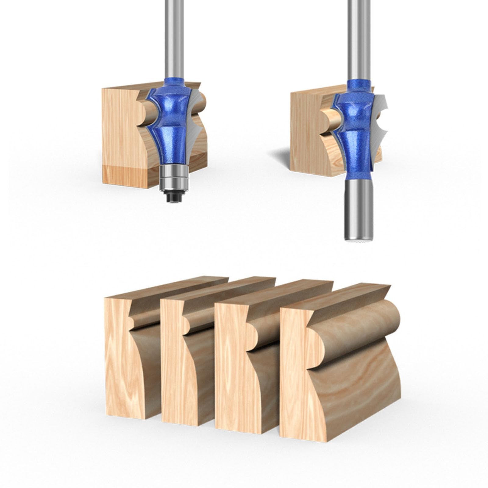 Cocoarm Set di Punte per Fresatura per Legno, 5 Pezzi, Gambo da 1,4 Pollici, Doppio Cuscinetto, Taglierina in Lega di Acciaio Al Tungsteno per Rifilare la Formazione di Scanalature su Pannelli