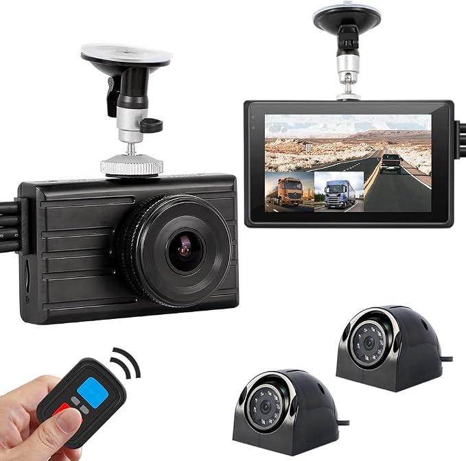 VSYSTO Upgrade 3CH Truck Dash Camera System DVR Recorder Waterproof