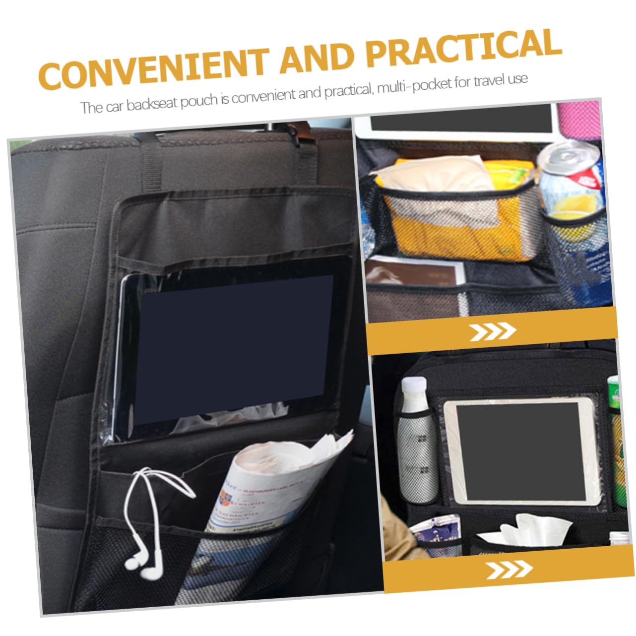 Mikinona Organizer per Seggiolino Auto Sedile Posteriore 2 Pezzi Multi-tasca Pieghevole per Smartphone Portafogli e Accessori Organizer per Auto Borse da Viaggio