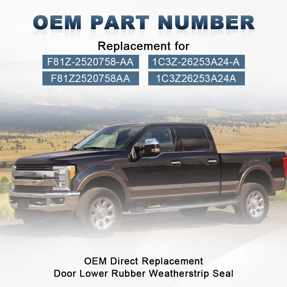 Door Lower Rubber Weatherstrip Seal Compatible with 1999-2016 Ford F250 F350 F450 F550 Super Duty, 2000-2005 Excursion Sport Utility Replacement for F81Z-2520758-AA 1C3Z-26253A24-A