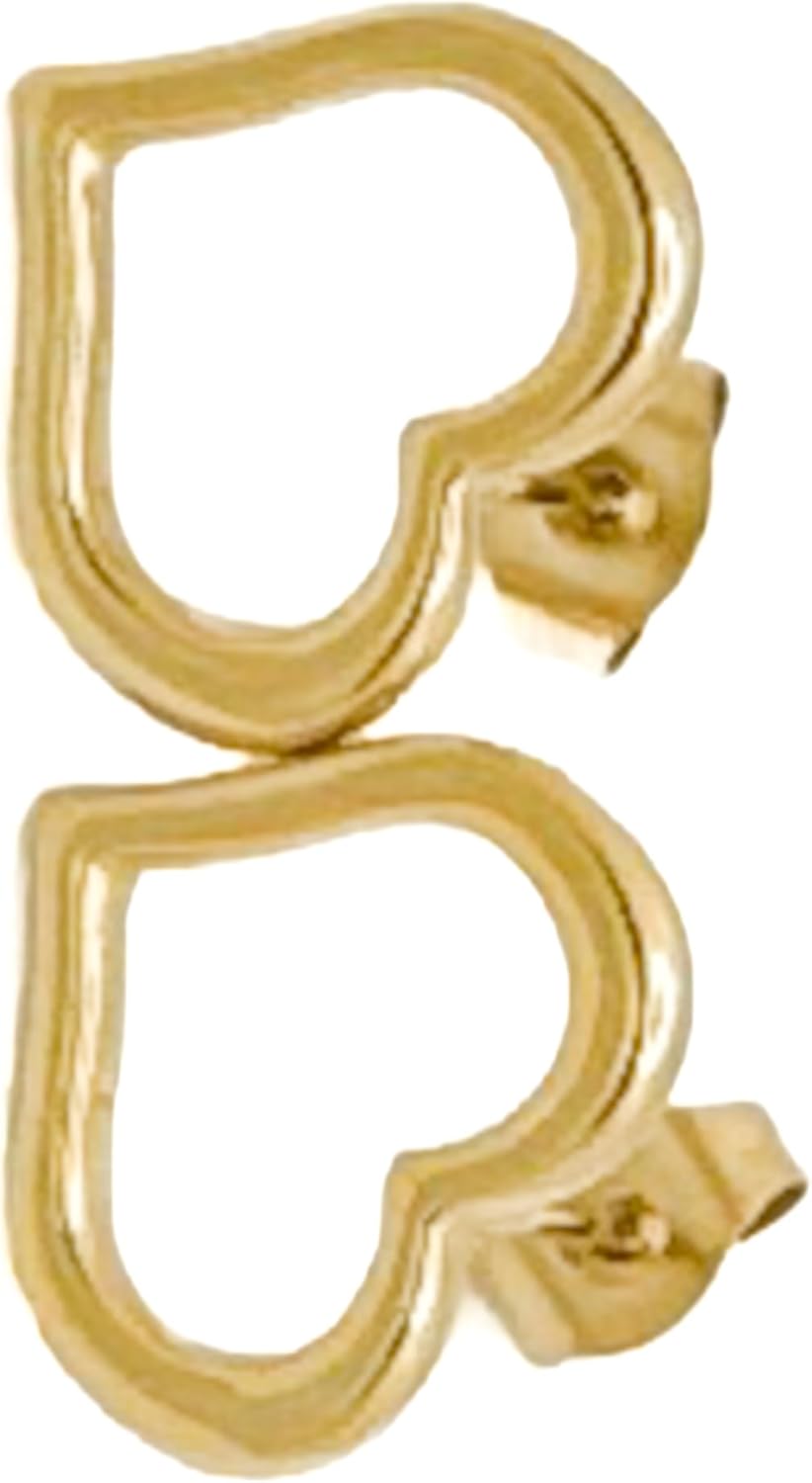 Generic 14mm Open Heart Stud Earrings, 18K PVD Gold Stainless Steel, Hypoallergenic, Push Back Closure, for Women - Image 2