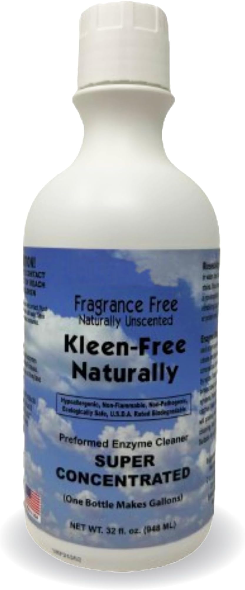 Kleen Free Naturally Unscented Concentrate 32 fl oz Enzyme Cleaner, Enzyme Solution and Multi-Purpose Cleaner, Laundry Additive and More