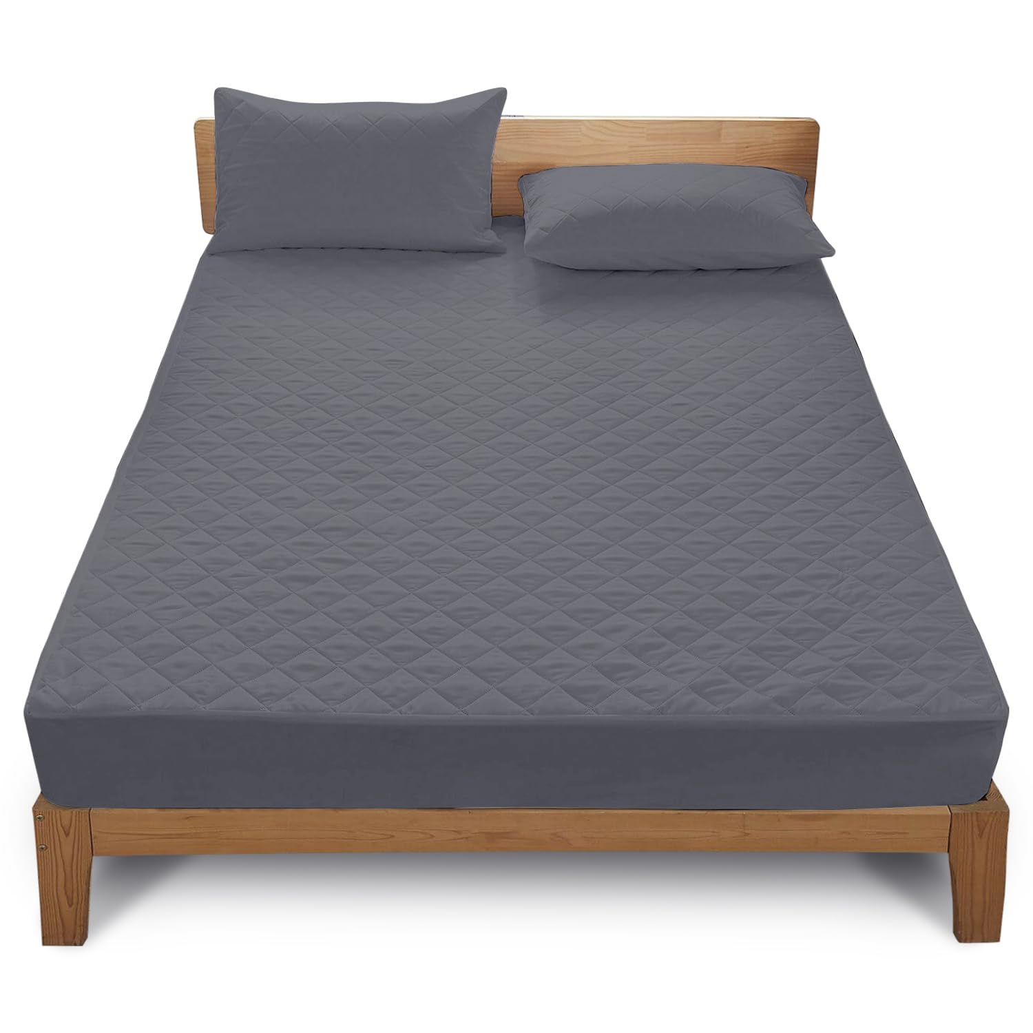 GC GAVENO CAVAILIA Deep Quilted Mattress Protector | Elasticated Corners Super King Size Protector 180x200 Cm | Anti-Allergic 40cm Deep Fitted Bed Protector | Breathable Mattress Cover | Charcoal