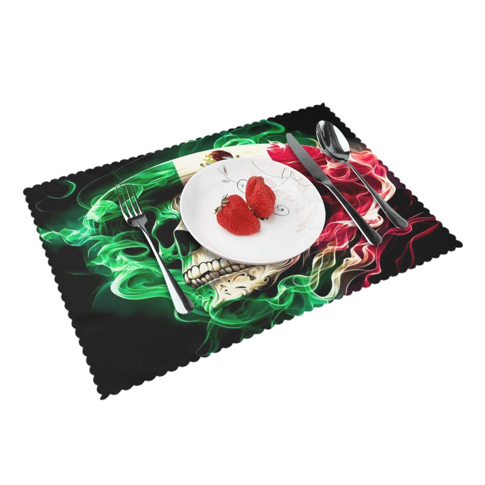 Mexico Skull Day of The Dead (3) Placemats Set of 4 Print Table Mats Place Mats Table Decor for Kitchen Dining 12X18 in