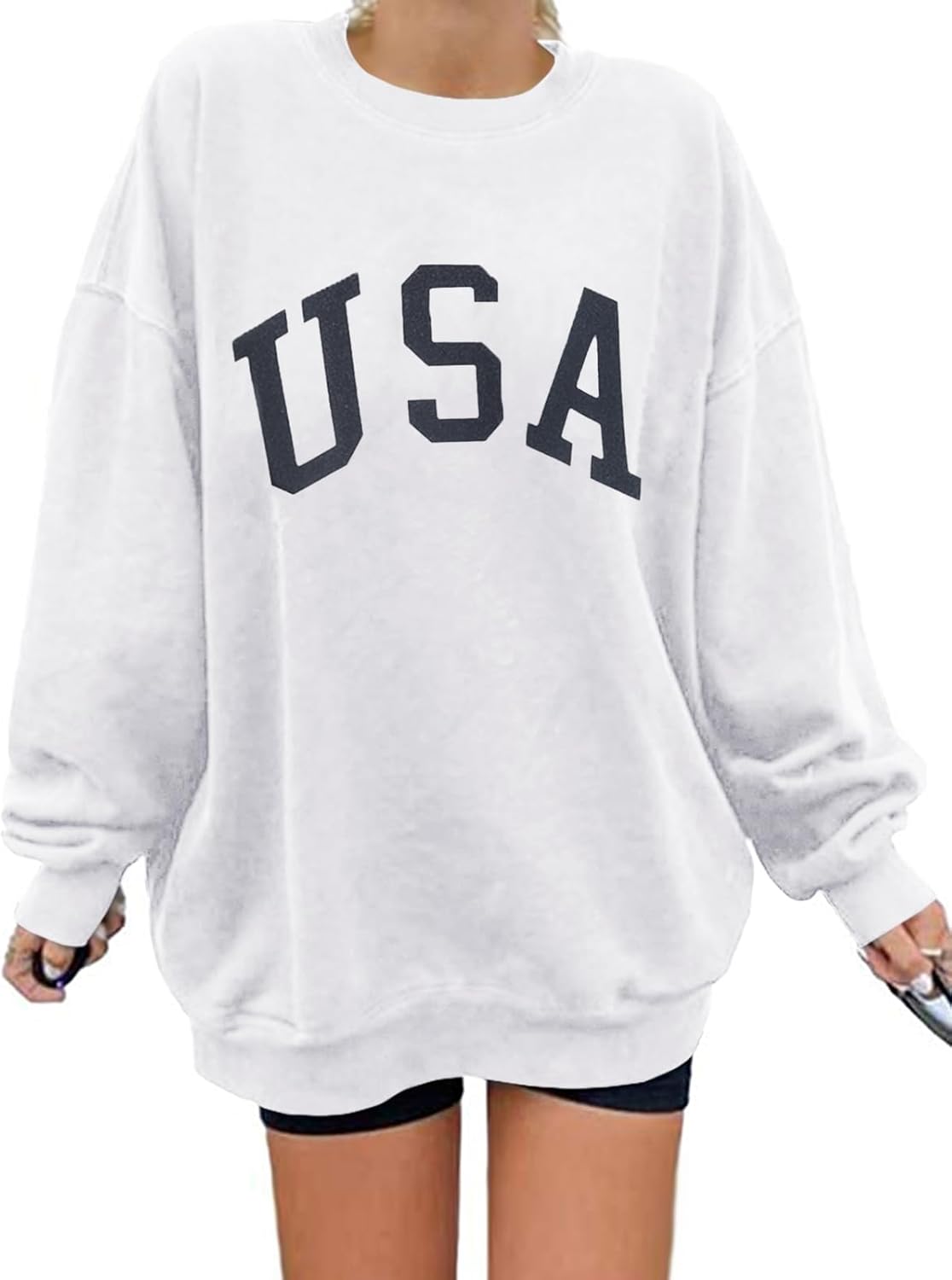 Langwyqu Women's Oversized Sweatshirt Los Angeles California Crewneck Long Sleeve Casual Loose Pullover Tops