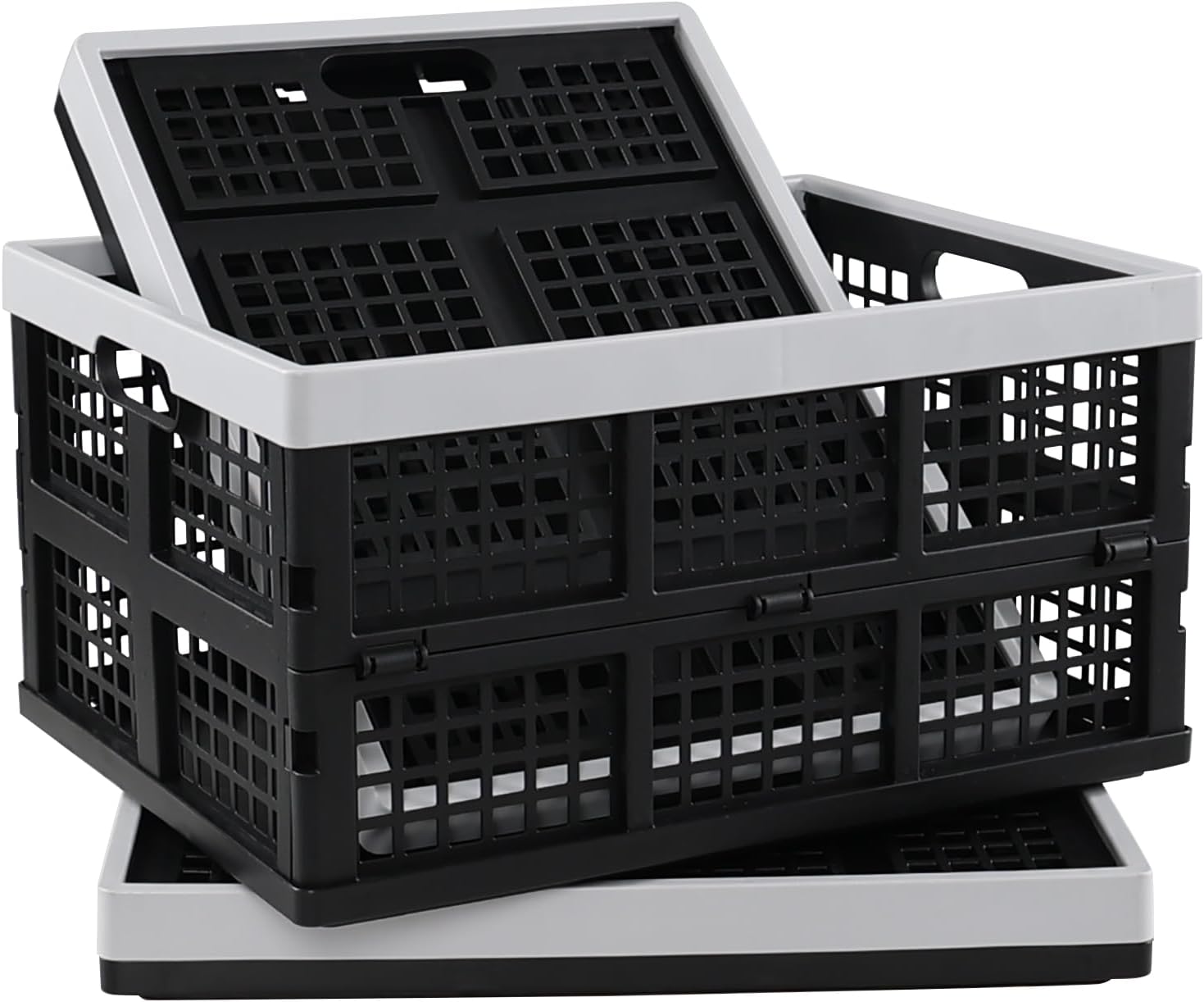 Inhouse 3 Packs 34 Quart Collapsible Milk Crates, Plastic Foldable Storage Crate