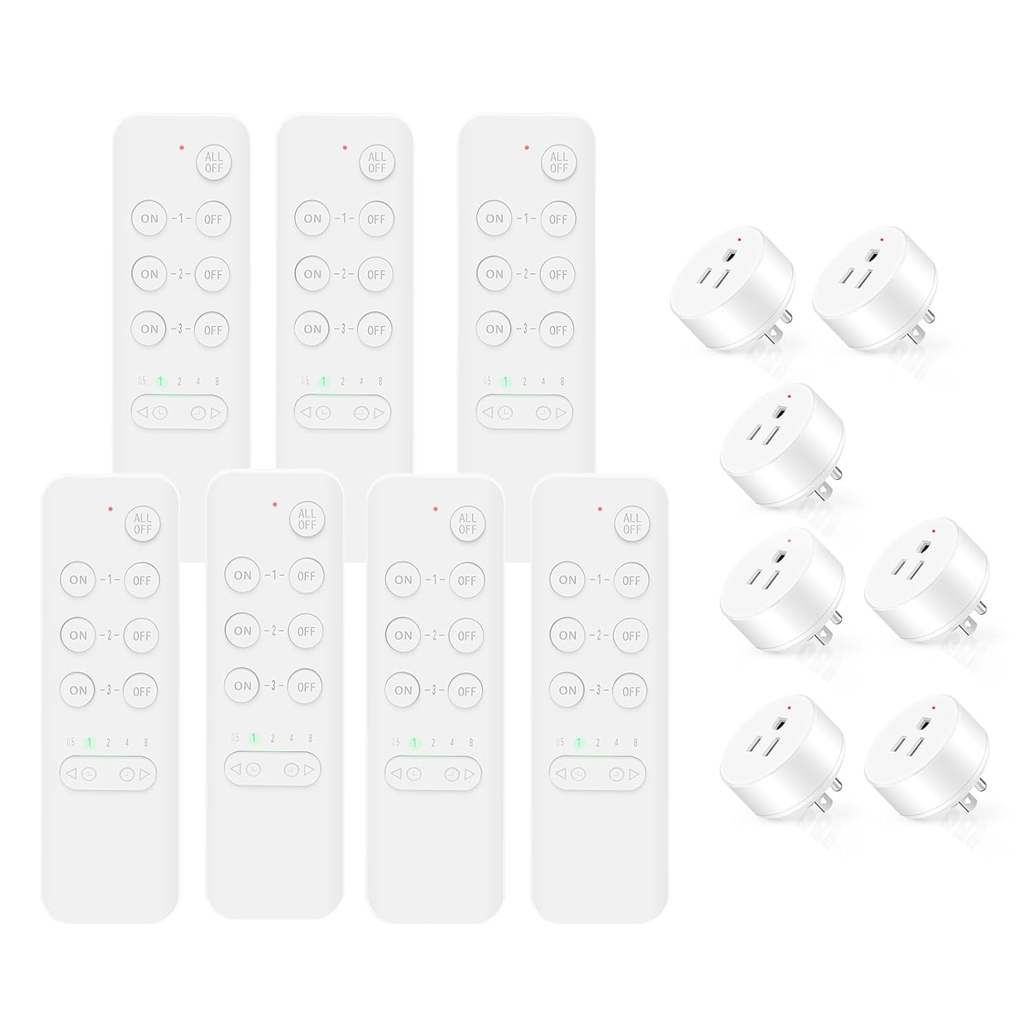 Wireless Remote Control Electrical Outlet Switch, NineLeaf Remote Control Outlet Wireless Light Switch, Remote Control Outlet Plug for Lamp and Household Appliance 15A/1500W, 500FT (7Remotes+7Plugs)