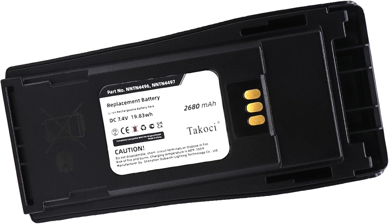 2-Pack 2680mAh NNTN4497DR NNTN4496 NNTN4497CR Li-ion Radio Battery Compatible for Motorola CP040 CP140 CP150 CP160 CP170 CP180 CP200 CP250 CP340 EP450 PM400 Two Way Radio, with Belt Clip - Image 2