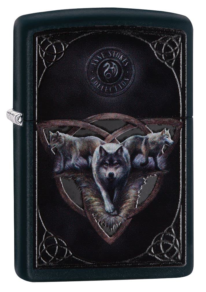Amazon.com: Zippo Lighter- Wolf Wolves Triquetra Black Matte