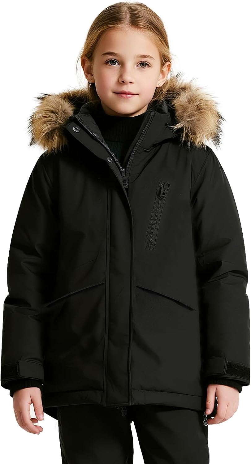 Wantdo Girl's Warm Snow Coat Waterproof Ski Jacket Windproof Winter Parka Insulated Fleece Rain Jackets