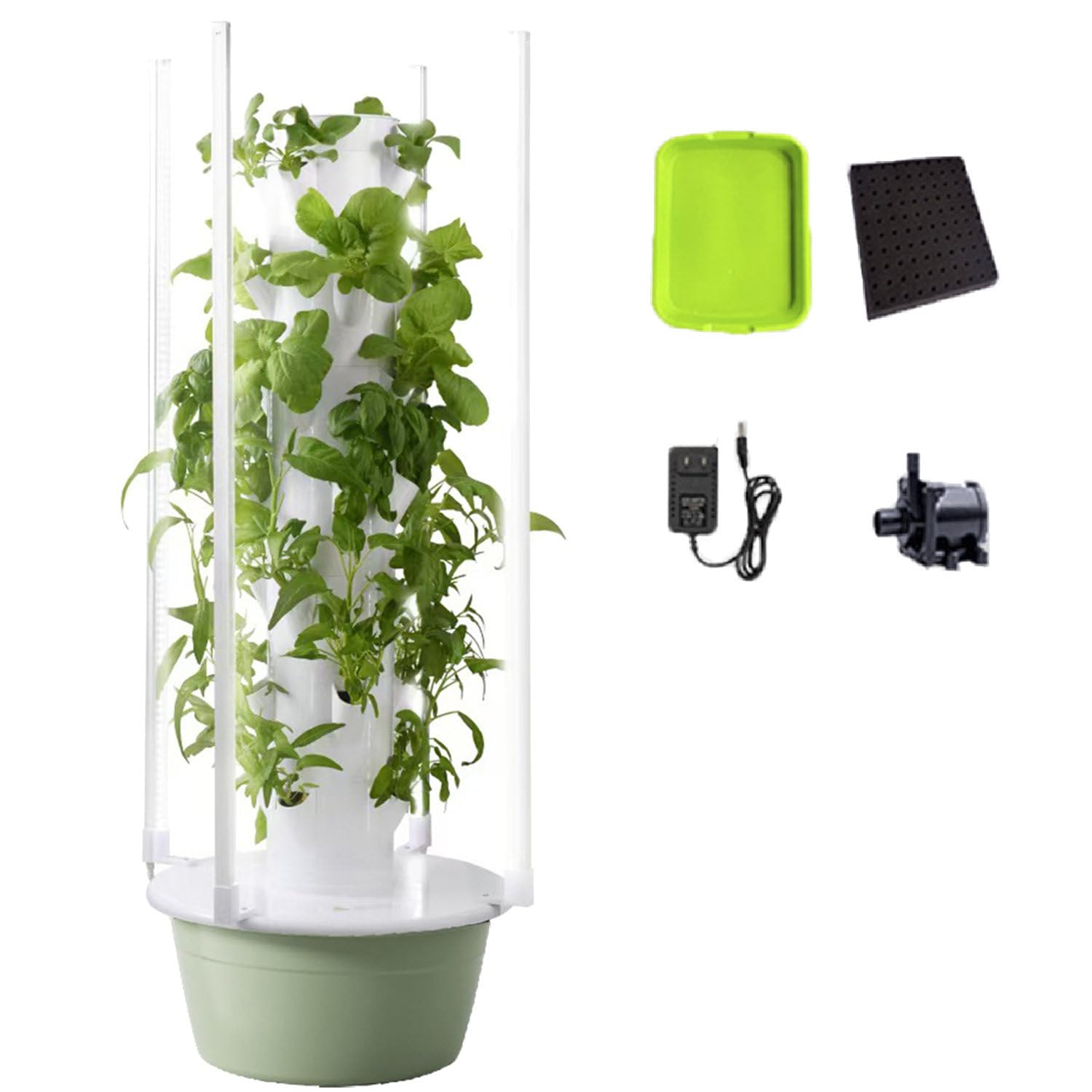 Kit de sis-Tema de Cultivo hidropónico en Torre, Torre hidropónica de Interior, con Bomba de hidratación y Adaptador con luz LED, para el hogar, la Cocina y Verduras.,9thfloor