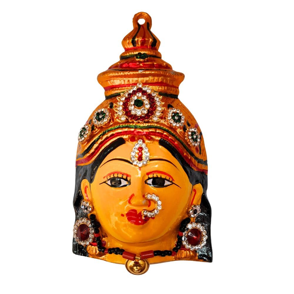 Varalakshmi Amman Face Idol Stone Decorated/Laxmi Mukhota/Varalakshmi Ammavari Face Idol for Lakshmi Pooja