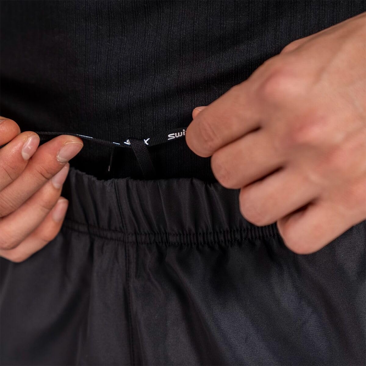 Swix Męskie Infinity Hybrid Wind Full Zip Trwałe Wodoodporne Wiatroszczelne Sporty Zimowe Trening Narciarskie Spodnie Śnieżne, Czarny, Duży, Czarny, L