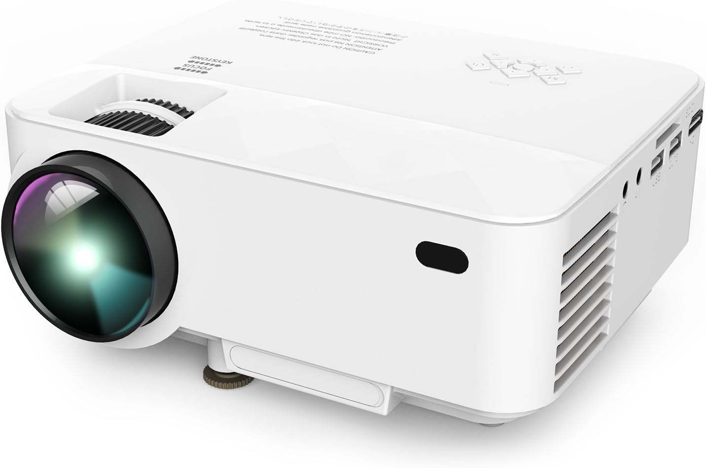 Projector, Mini LCD Projector Connect iPhone/iPad by USB Cord, High Lumens Multimedia Home Theater Video Projector with HDMI Cable, Supporting 1080P HDMI USB SD Card VGA AV