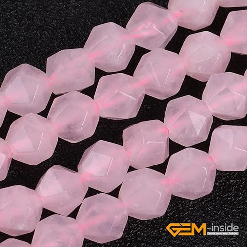 Miniatura 5 de GEM-Inside - Cuentas sueltas de cuarzo rosa rosa natural de 0.236 pulgadas (0.236 in) facetadas, piedra energética de cristal Cambay para