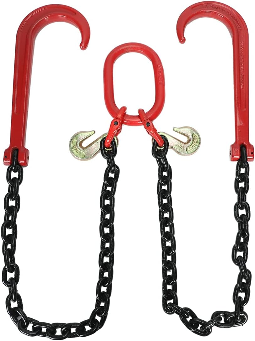G80 V-bridle Recovery Chain Mytee Products G80 V-Bridle Tow Chain - 3/8" X 3' With J-Hooks & Grab Hooks Recovery Chain Bridle - View #10