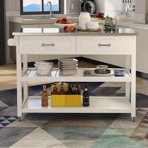 Kitchen Island Cart with Stainless Steel Top