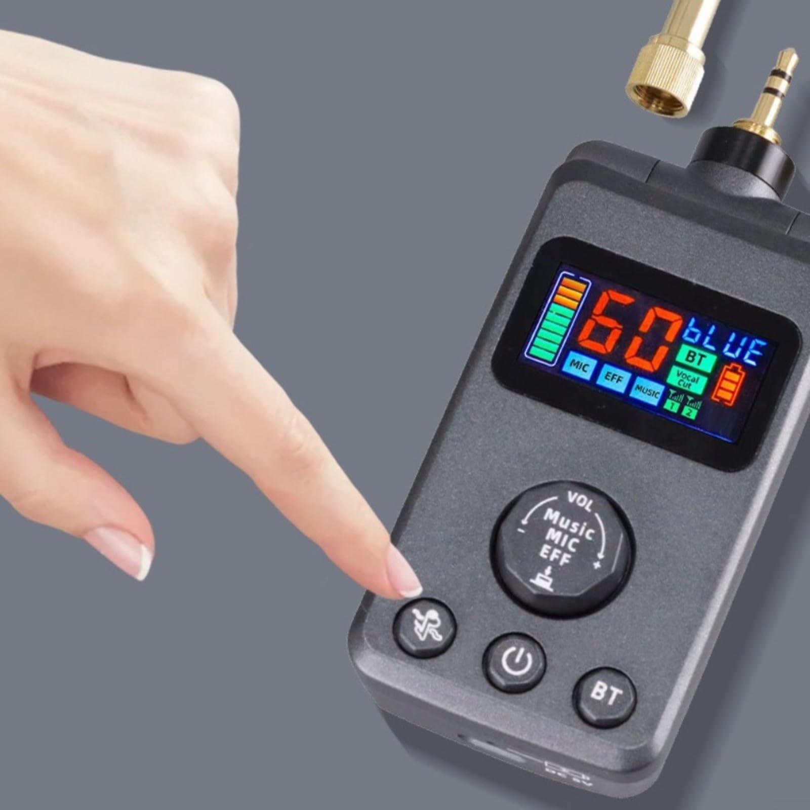 2 Microfoni Wireless per DSP Anti-Howling Riverbero In Lega di Alluminio Karaoke Mic per Home Stage Party Grigio 30x19x6CM