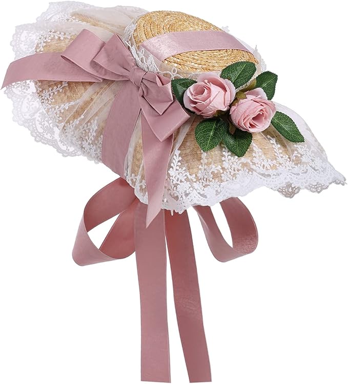 Regency Hats, Bonnets, Hair Pieces | Bridgerton Hat Girls Women Victorian Tea Party Sun Hats Bows Flowers Straw Hat …  AT vintagedancer.com
