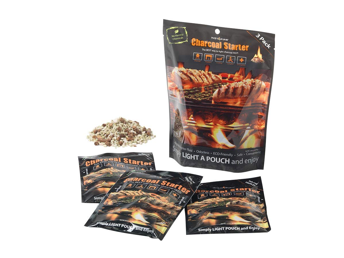Insta-Fire (3 Packs) Charcoal Starter Perfect for Camping, Emergencies, Hiking, Fishing, Boating, Fire Pits, Grilling, Survival, Preppers, Food Storage, Boiling Water (as Seen on Shark Tank!)