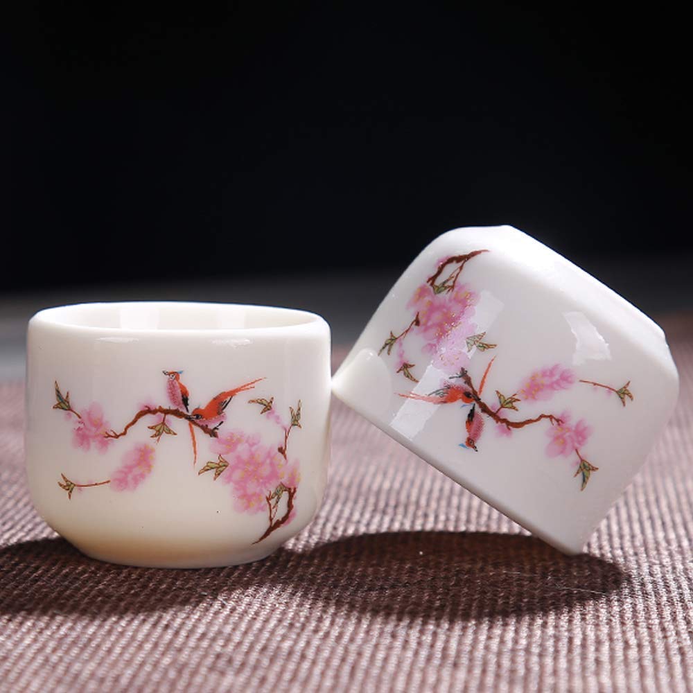 MRKU Set da 7 Pezzi per sakè, Set di Bicchieri da Vino in Ceramica, Design con Fiori sotto Smalto, per tè Shochu Freddo Caldo e Caldo, Il miglior Regalo per la Famiglia e Gli Amici - Servizio da tè