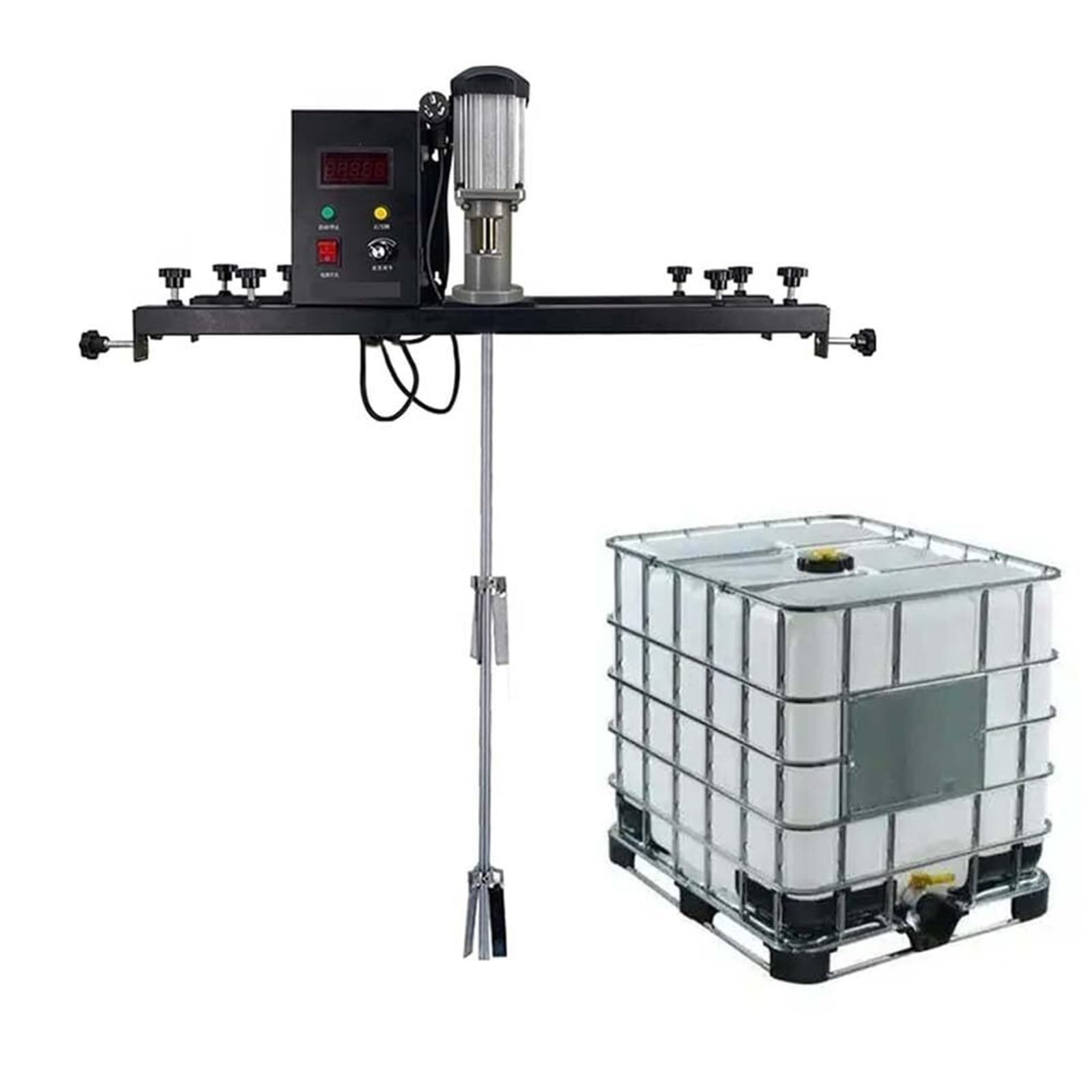 Mezclador de tanque eléctrico IBC Agitador industrial 1000L IBC, 220V, protección contra sobrecalentamiento 1-5000mPa Viscosidad para líquido químico para tanque IBC de 1000L / barril 200L (tanque IBC